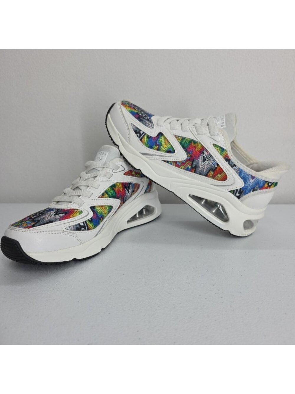Skechers Womens Jen Stark Air Uno-Iris Drip White Slip-Ins Casual Shoes 7 177931
